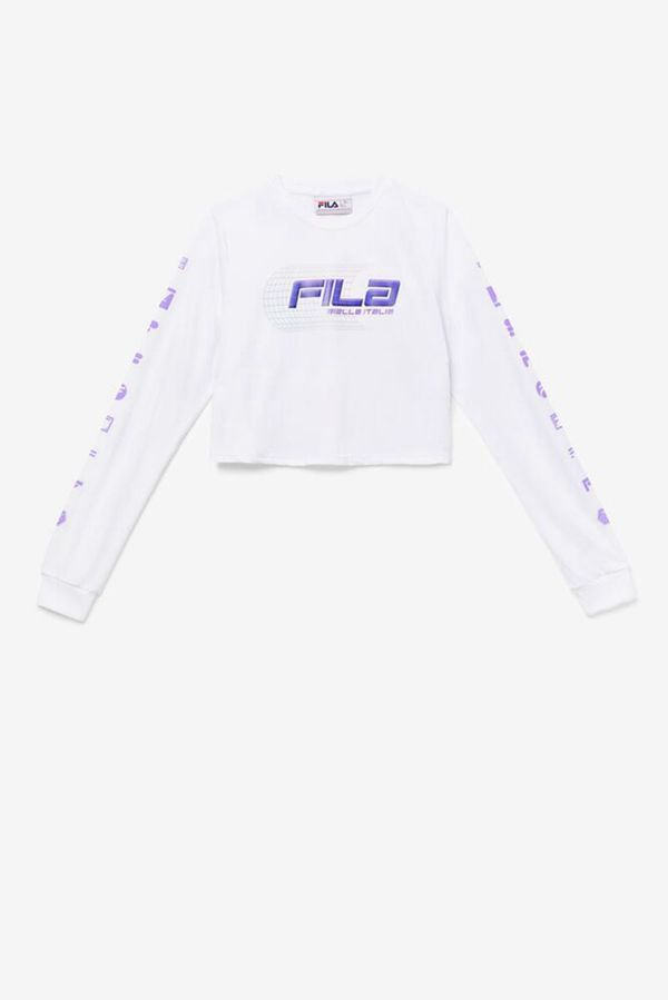 Camisetas Fila Mulher Branco - Fila Luigia Manga Comprida Crop En Portugal,HPNU-25367